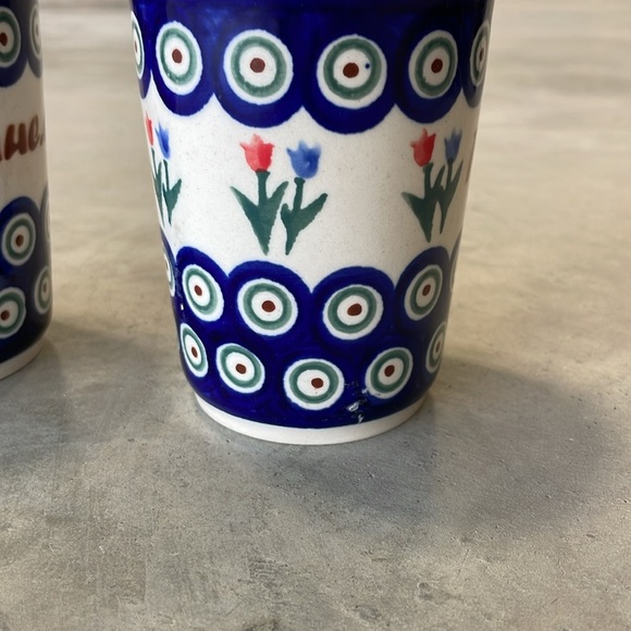 Boleslawiec pottery womens lot of 2 Coffee Mugs Cups Poland Polish Floral - Picture 4 of 6